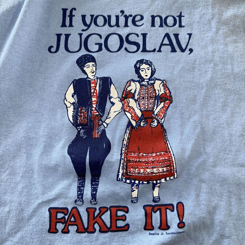 Vintage Jerzees Single Stich USA 50/50 t shirt Jugoslav seattle jr tamburitzans